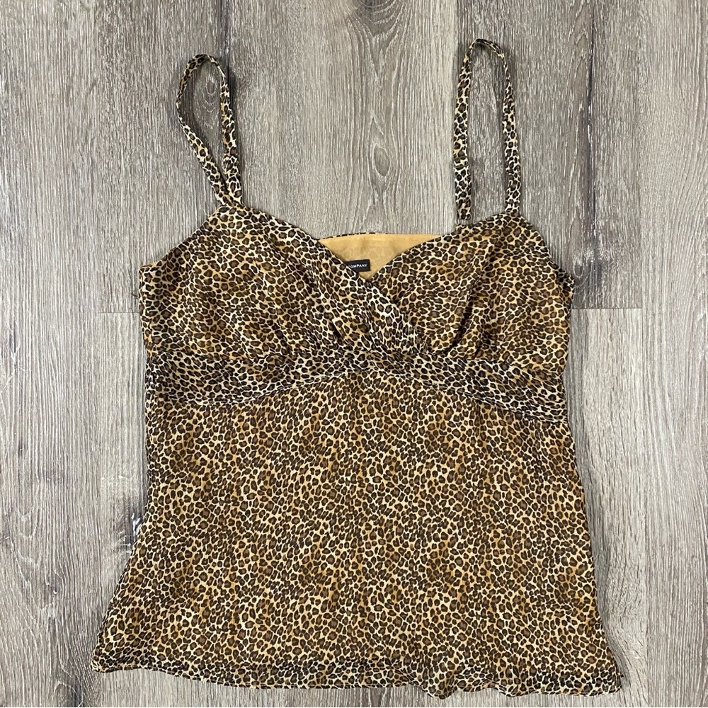 NEW YORK & COMPANY Women’s Cami Size 15 Leopard Animal Print Blouse Top Y2K